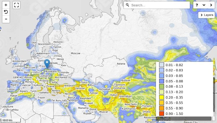 Globalna mapa zagrożeń sejsmicznych /maps.openquake.org/