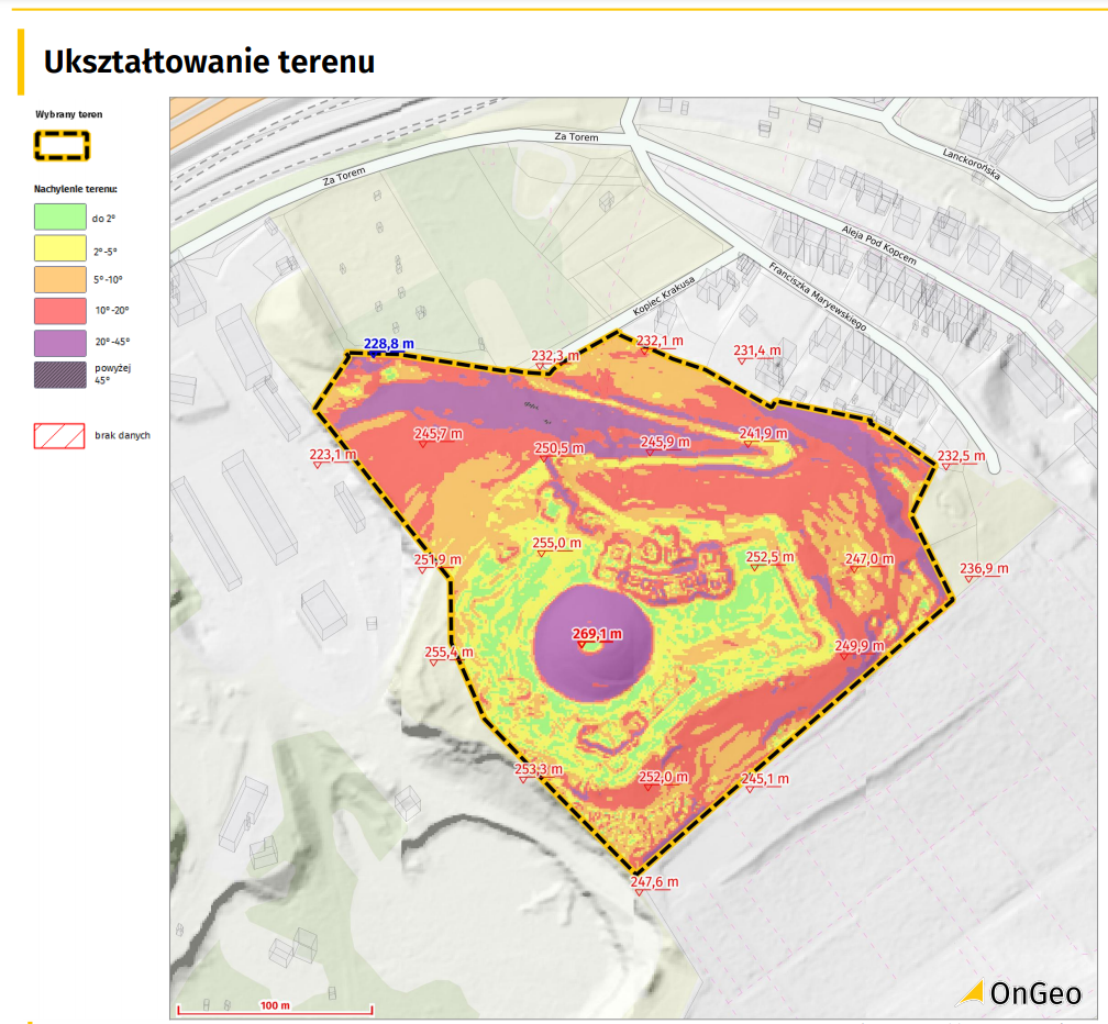 Przykładowa analiza - mapa wysokości terenu