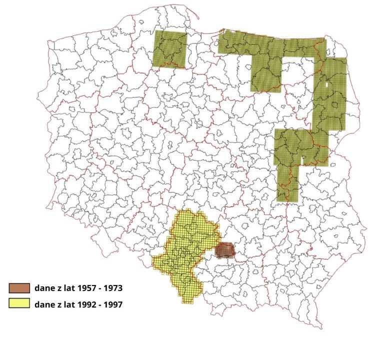 Dostępne ortofotomapy z lat 60. 70. 80. i 90. w raporcie lotniczym
