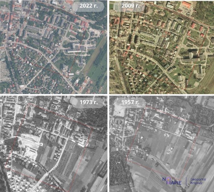 Miechów na starych zdjęciach lotniczych w latach 1957-2022, Na Mapie