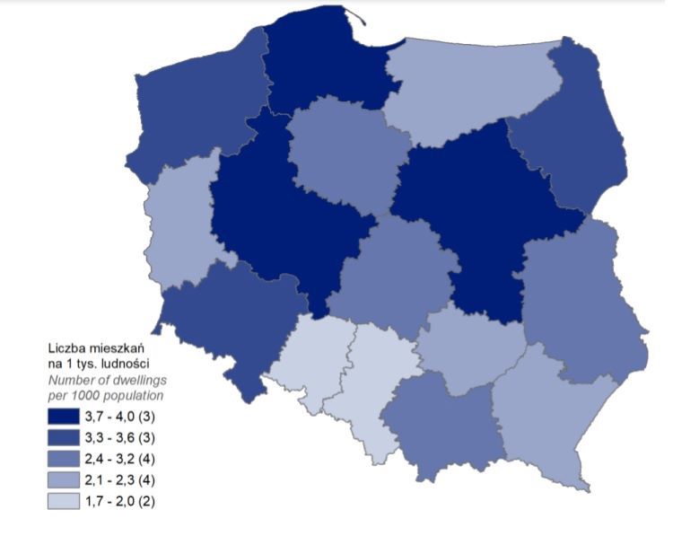 Mieszkania oddane do użytkowania w 1 półroczu 2023 r. w przeliczeniu na 1 tys. ludności /dane GUS/