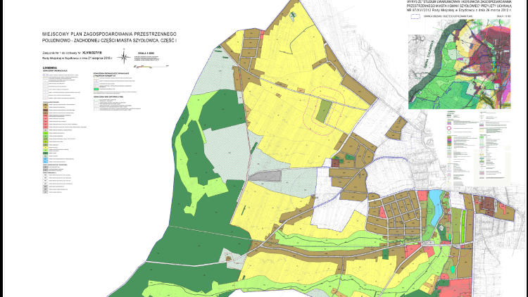Rysunek MPZP południowo - zachodniej części miasta Szydłowca