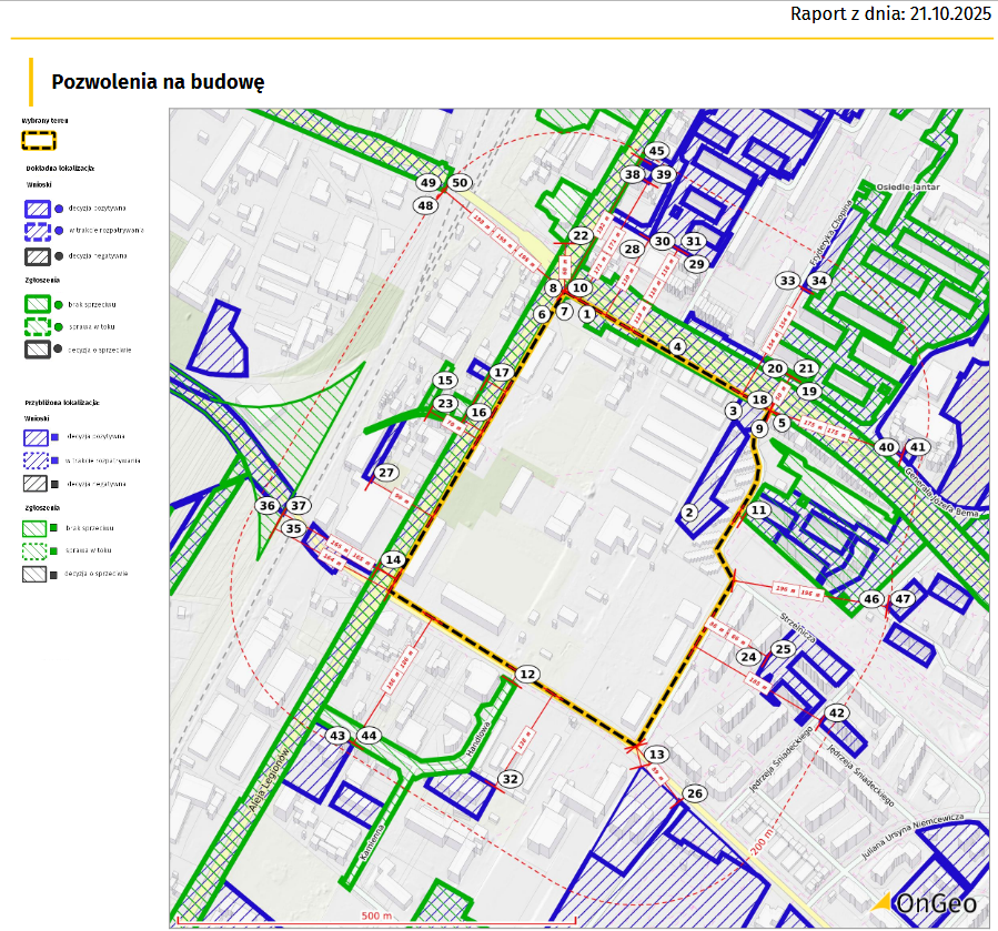 Raport o Terenie OnGeo.pl - Mapa pozwoleń na budowę
