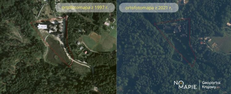 Zamek w Łapalicach na ortofotomapach /Na Mapie/