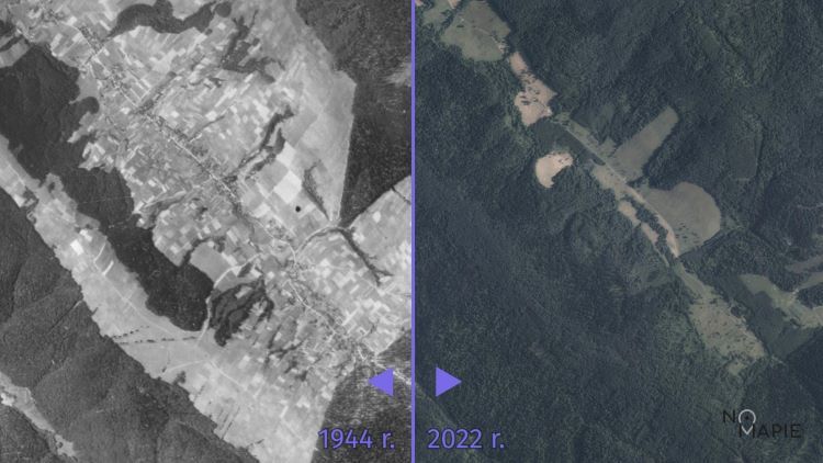 Nieistniejąca już wieś Jamna Dolna, Na Mapie