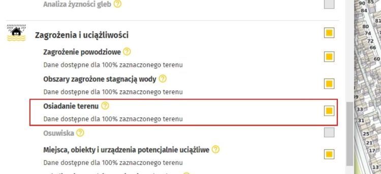 Wybierz Osiadanie terenu /OnGeo.pl/