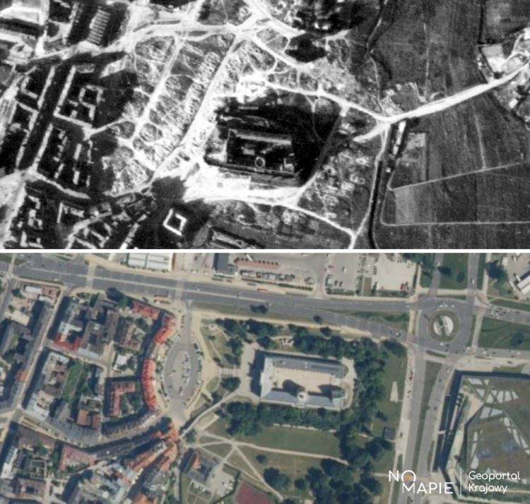 Okolice Zamku Królewskiego w Lublinie podczas II wojny światowej i obecnie /Na Mapie/