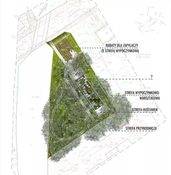 Plan koncepcji zagospodarowania parku kieszeniowego w Krakowie; źródło: ZZM Kraków