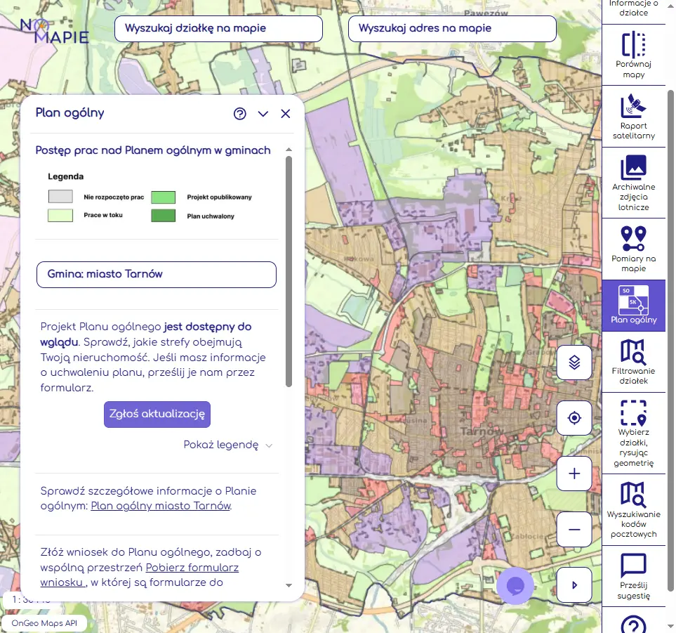 Monitoring realizacji POG: Plan Ogólny Gminy w Geoportalu Na Mapie