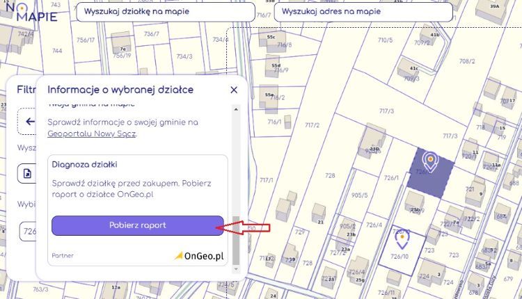 Pobierz Raport o terenie dla wybranej działki