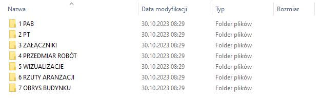 Zawartość pobranego pliku z projektem domu