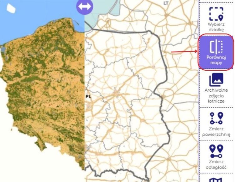 Wybierz “Porównaj mapy”, Na Mapie
