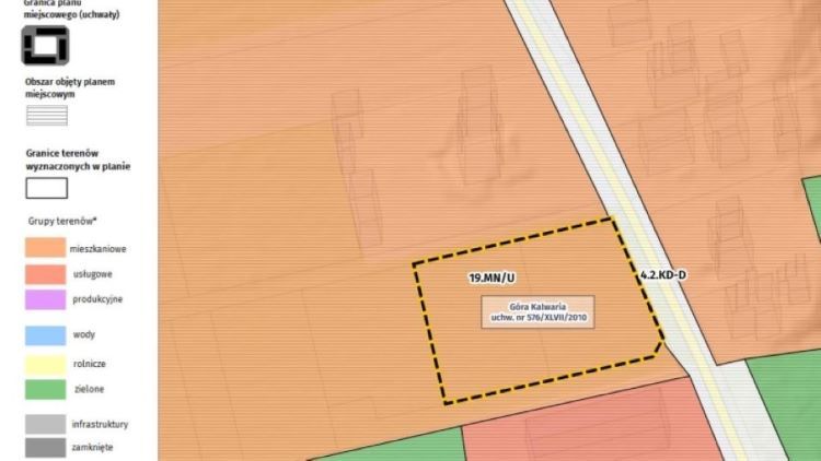 Fragment miejscowego planu zagospodarowania przestrzennego w Raporcie o Terenie 