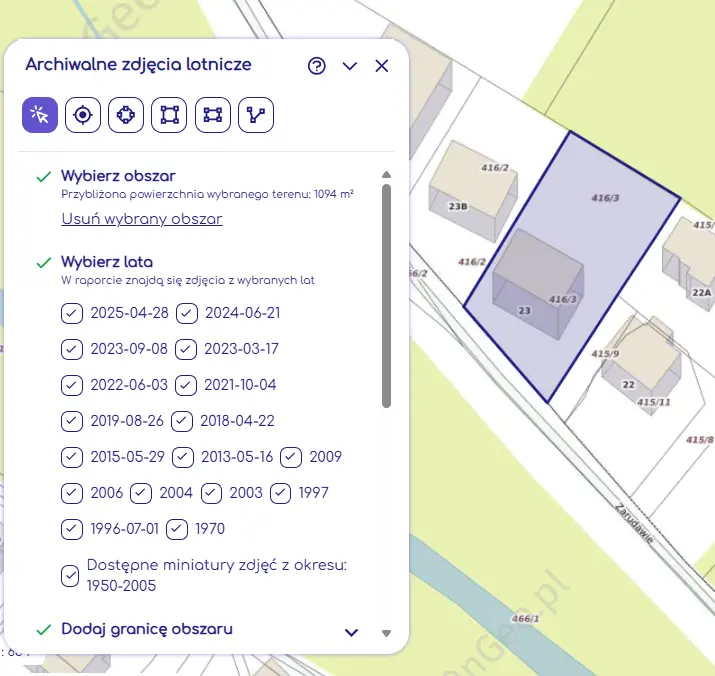 Formularz zamówienia raportu archiwalne zdjęcia lotnicze