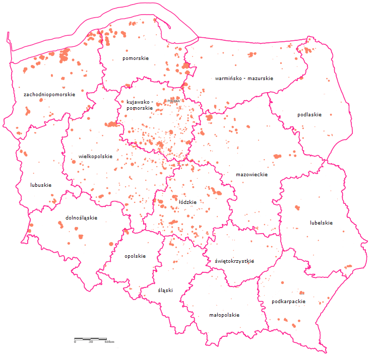 Mapa turbin wiatrowych w Polsce, ongeo.pl