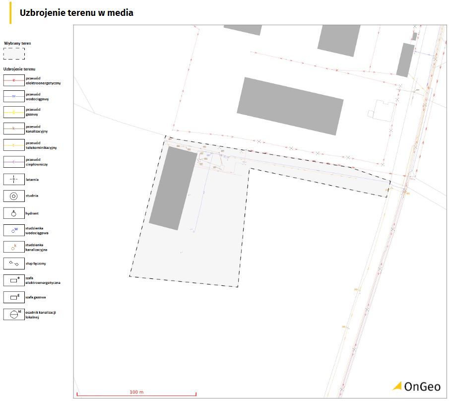 Uzbrojenie terenu w media w Raporcie o terenie OnGeo.pl