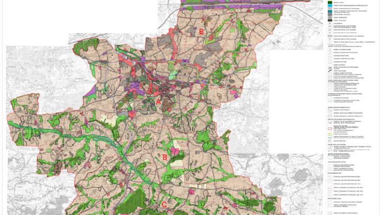 Oznaczenia w studium uwarunkowań i kierunków zagospodarowania przestrzennego - Fragment rysunku SUiKZP Wieliczki - Kierunki