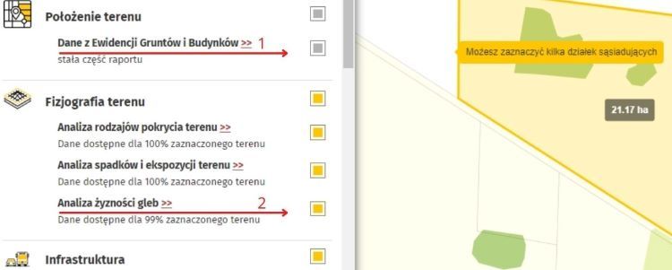 Wybierz cechy terenu