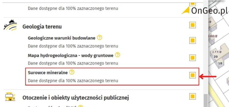Wybierz Geologia terenu - Surowce mineralne /OnGeo.pl/