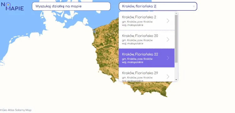 Wyszukiwarka działek w Geoportalu Krajowym Na Mapie