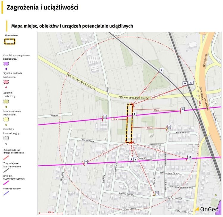 Mapa miejsc, obiektów i urządzeń potencjalnie uciążliwych w Raporcie o Terenie