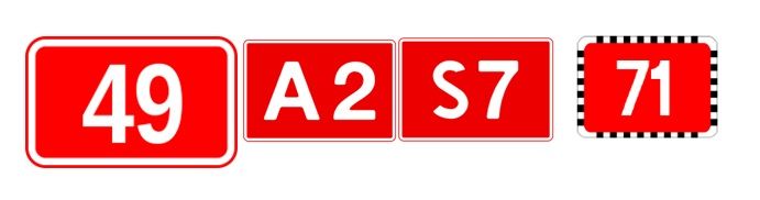 Przykładowe numeracje drogi Krajowej